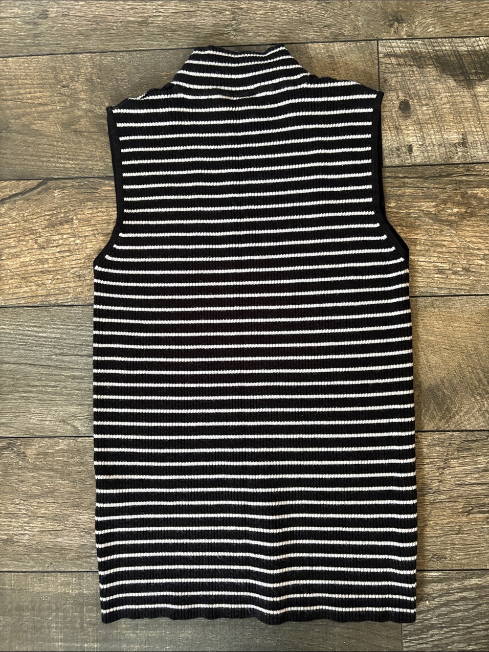 twik Black & White Striped Sleeveless Mock Neck Tank - Picture 3 of 5